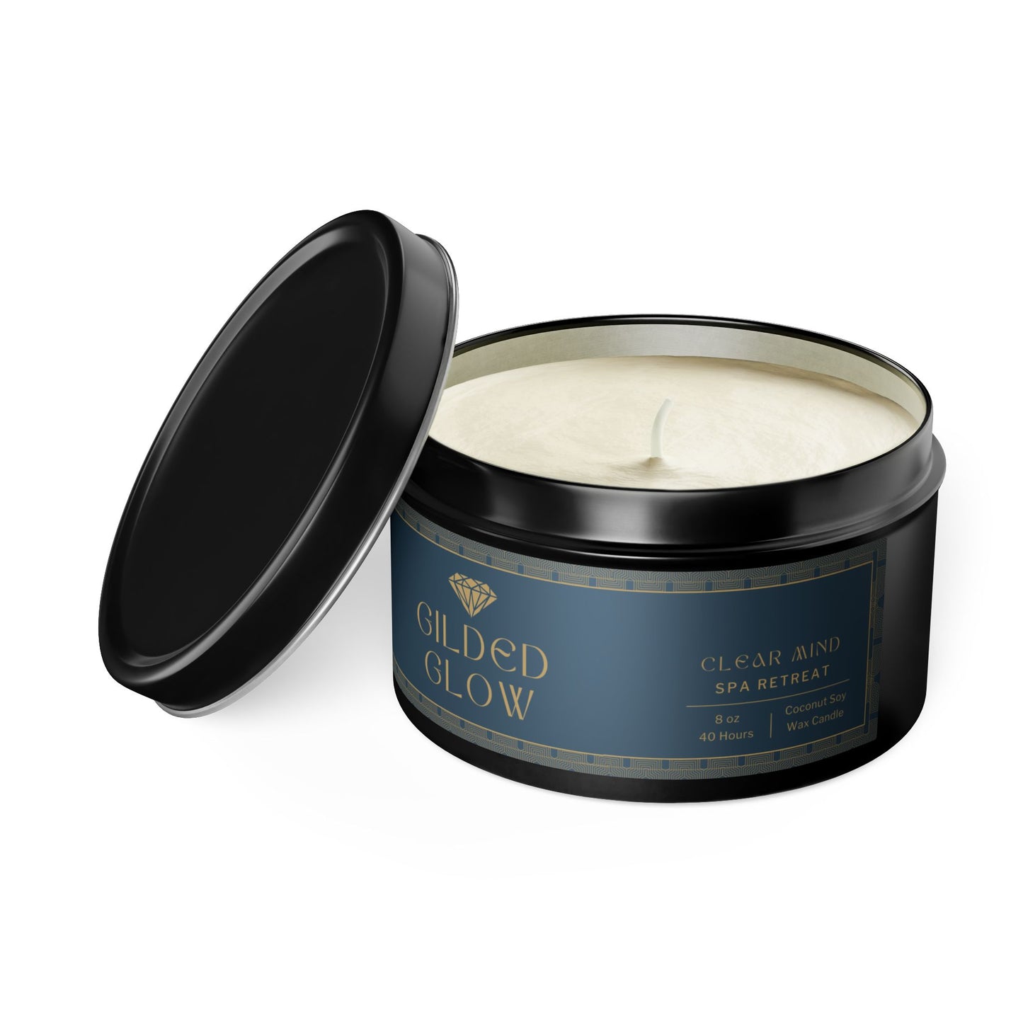 Gilded Glow Scented Candle - Spa Retreat (Fresh Citrus & Soft Florals, 8 oz)