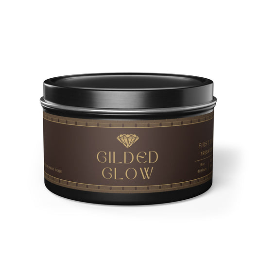 Gilded Glow Tin Candle - First Pour (Fresh Coffee, 8 oz)