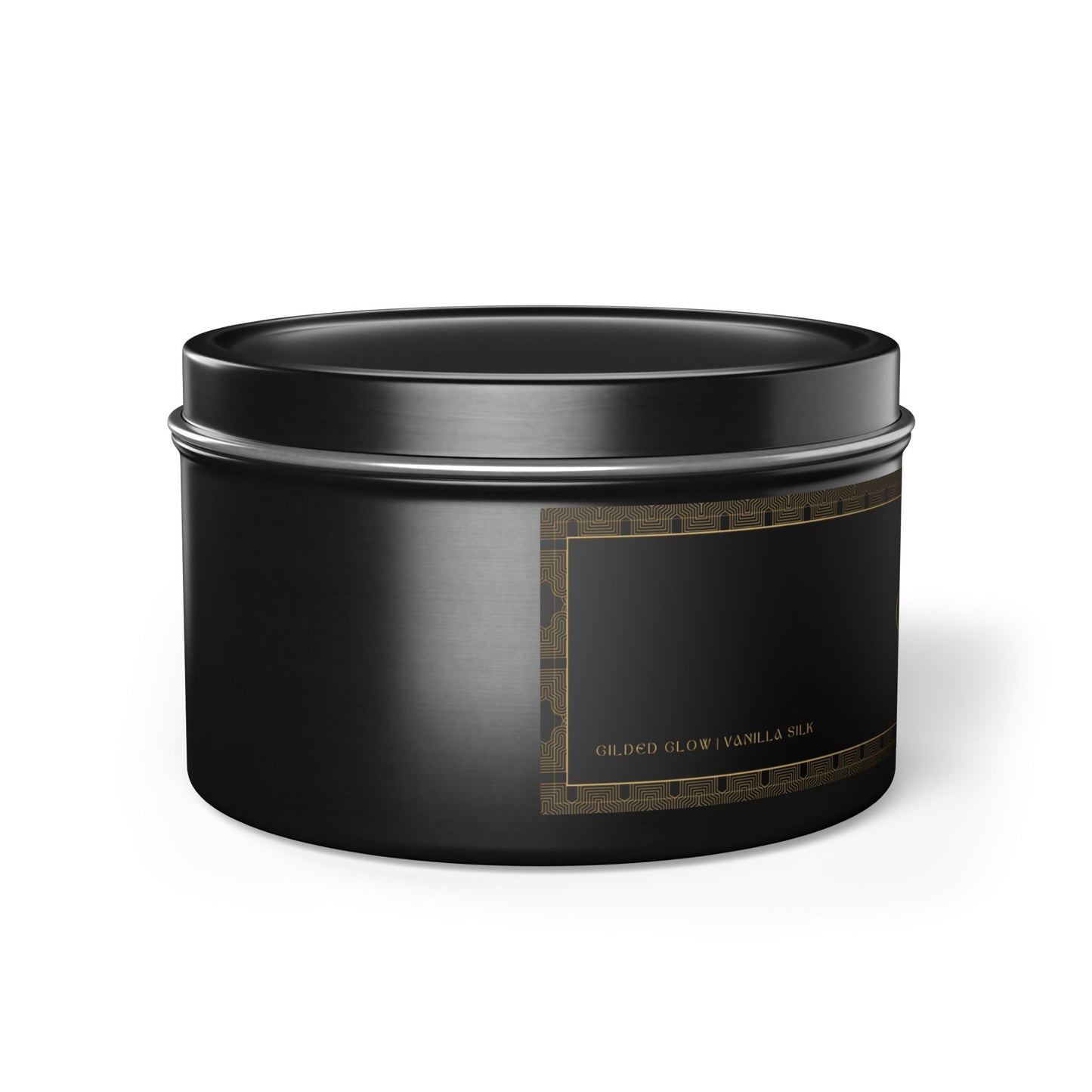 Gilded Glow Tin Candle - Vanilla Silk (Vanilla & Bourbon, 8 oz)
